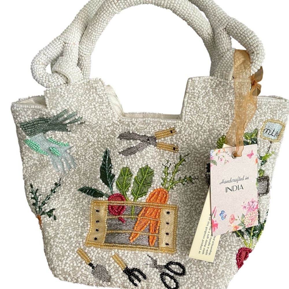 Handcrafted in India Beaded Bag, Gardening, Bucket Bag Tools & Vegetables.